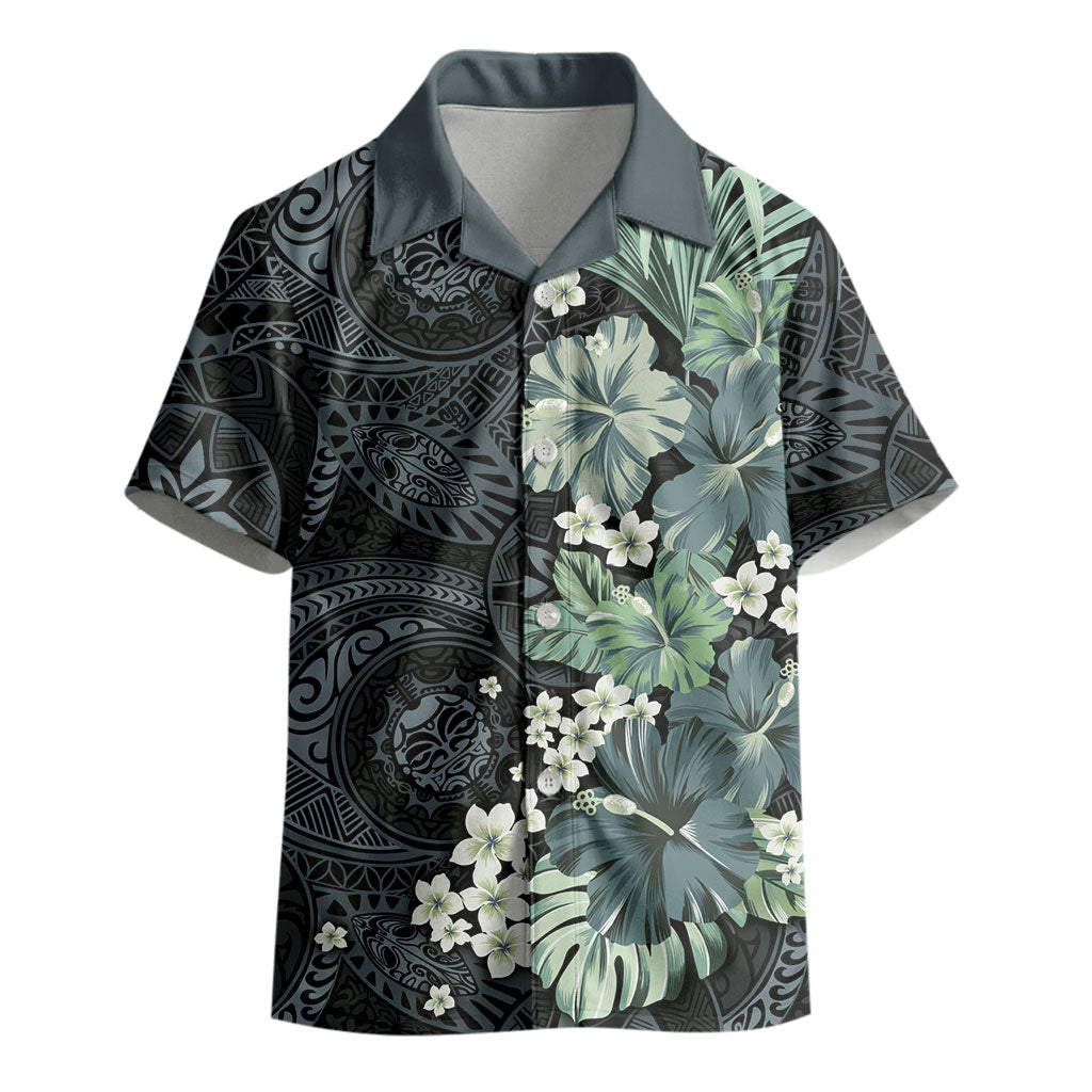 Pauliuli Hawai'i Hibiscus Kid Hawaiian Shirt Polynesian Tribal Tattoo Pattern Floral Elements LT9 - Polynesian Pride