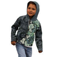 Pauliuli Hawai'i Hibiscus Kid Hoodie Polynesian Tribal Tattoo Pattern Floral Elements LT9 - Polynesian Pride