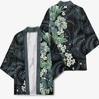 Pauliuli Hawai'i Hibiscus Kimono Polynesian Tribal Tattoo Pattern Floral Elements LT9 - Polynesian Pride