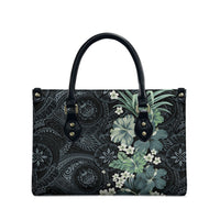 Pauliuli Hawai'i Hibiscus Leather Bag Polynesian Tribal Tattoo Pattern Floral Elements LT9 - Polynesian Pride