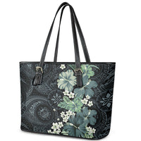 Pauliuli Hawai'i Hibiscus Leather Tote Bag Polynesian Tribal Tattoo Pattern Floral Elements LT9 - Polynesian Pride
