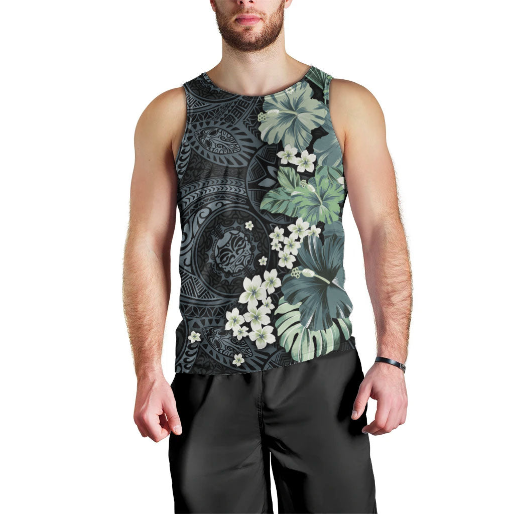 Pauliuli Hawai'i Hibiscus Men Tank Top Polynesian Tribal Tattoo Pattern Floral Elements LT9 - Polynesian Pride