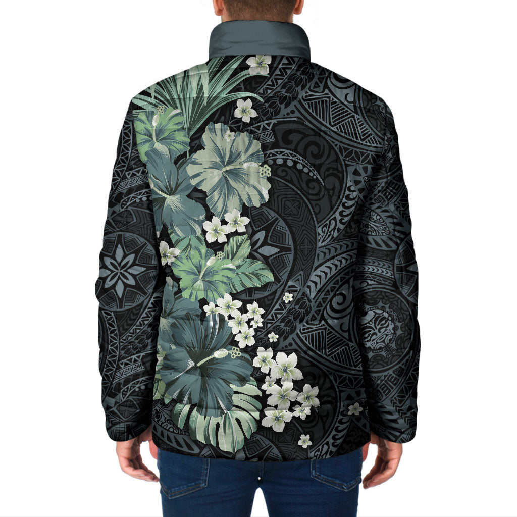 Pauliuli Hawai'i Hibiscus Padded Jacket Polynesian Tribal Tattoo Pattern Floral Elements LT9 - Polynesian Pride