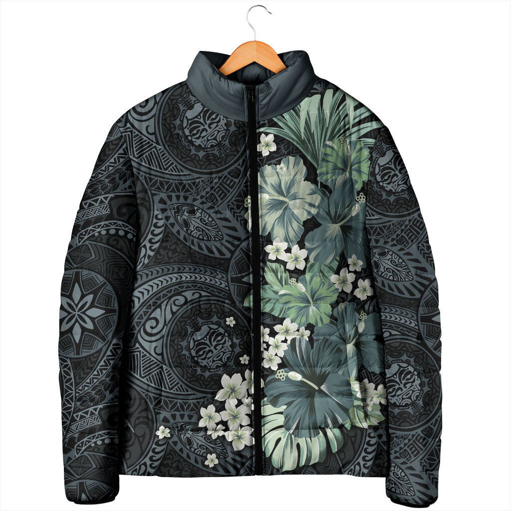 Pauliuli Hawai'i Hibiscus Padded Jacket Polynesian Tribal Tattoo Pattern Floral Elements LT9 - Polynesian Pride