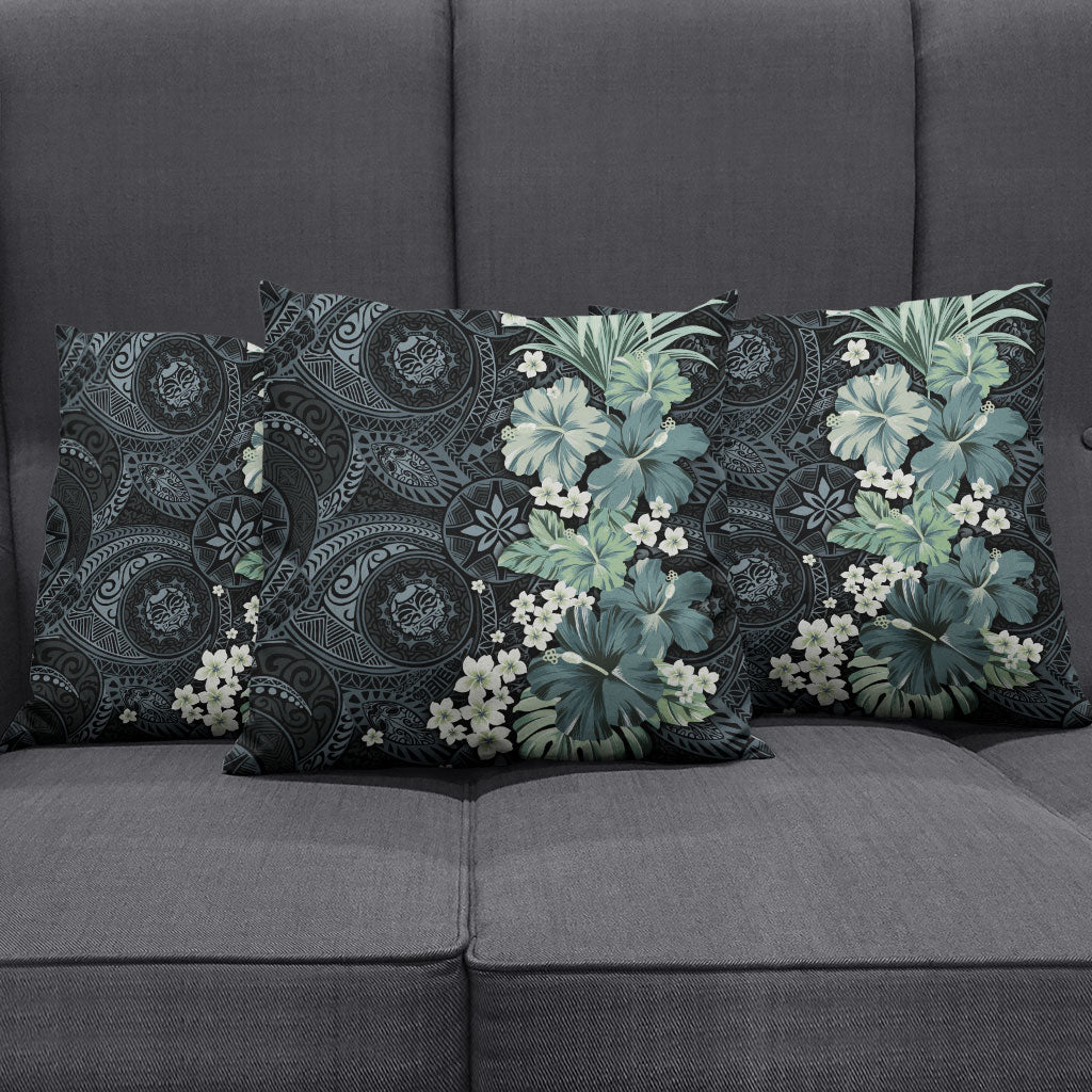 Pauliuli Hawai'i Hibiscus Pillow Cover Polynesian Tribal Tattoo Pattern Floral Elements LT9 - Polynesian Pride