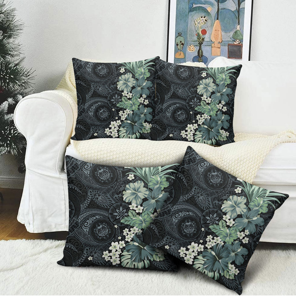 Pauliuli Hawai'i Hibiscus Pillow Cover Polynesian Tribal Tattoo Pattern Floral Elements LT9 - Polynesian Pride