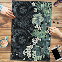 Pauliuli Hawai'i Hibiscus Puzzle Polynesian Tribal Tattoo Pattern Floral Elements LT9 Charcoal Blue - Polynesian Pride