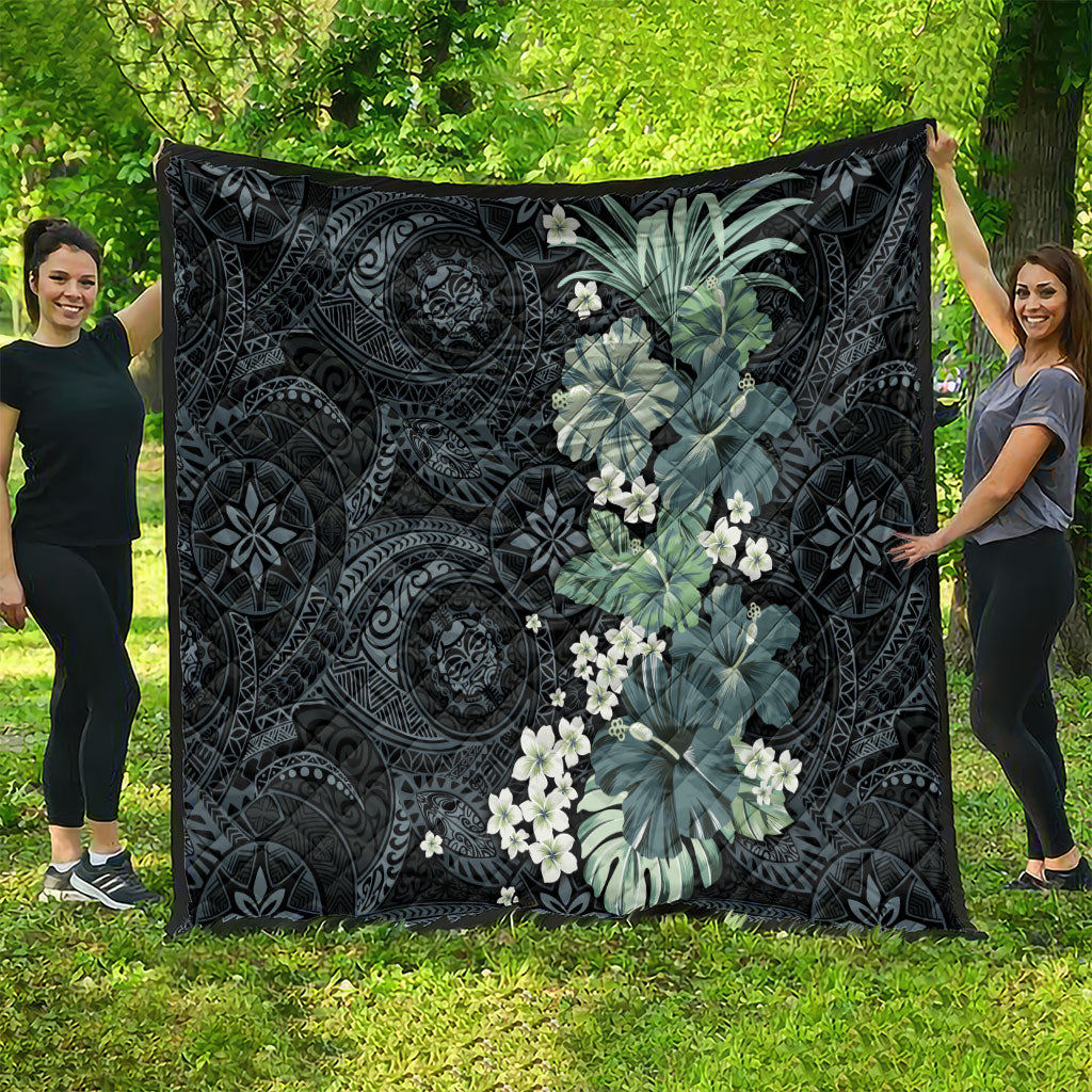 Pauliuli Hawai'i Hibiscus Quilt Polynesian Tribal Tattoo Pattern Floral Elements LT9 - Polynesian Pride