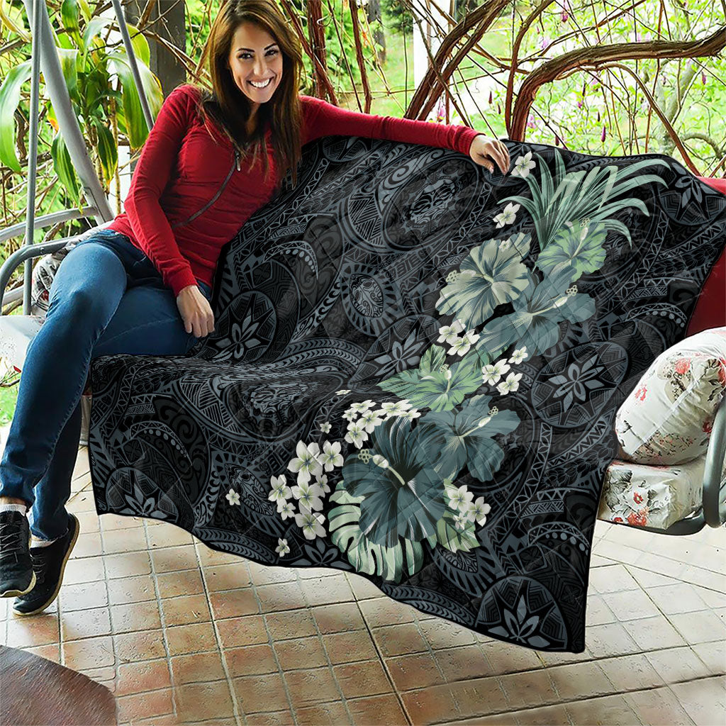 Pauliuli Hawai'i Hibiscus Quilt Polynesian Tribal Tattoo Pattern Floral Elements LT9 - Polynesian Pride