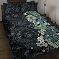 Pauliuli Hawai'i Hibiscus Quilt Bed Set Polynesian Tribal Tattoo Pattern Floral Elements LT9 Charcoal Blue - Polynesian Pride