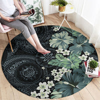 Pauliuli Hawai'i Hibiscus Round Carpet Polynesian Tribal Tattoo Pattern Floral Elements LT9 - Polynesian Pride
