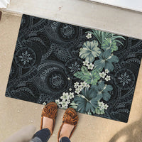 Pauliuli Hawai'i Hibiscus Rubber Doormat Polynesian Tribal Tattoo Pattern Floral Elements LT9 - Polynesian Pride