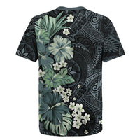 Pauliuli Hawai'i Hibiscus Rugby Jersey Polynesian Tribal Tattoo Pattern Floral Elements LT9 - Polynesian Pride