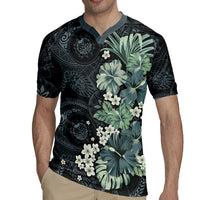Pauliuli Hawai'i Hibiscus Rugby Jersey Polynesian Tribal Tattoo Pattern Floral Elements LT9 - Polynesian Pride