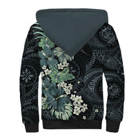 Pauliuli Hawai'i Hibiscus Sherpa Hoodie Polynesian Tribal Tattoo Pattern Floral Elements LT9 - Polynesian Pride
