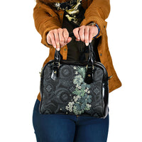 Pauliuli Hawai'i Hibiscus Shoulder Handbag Polynesian Tribal Tattoo Pattern Floral Elements LT9 One Size Charcoal Blue - Polynesian Pride