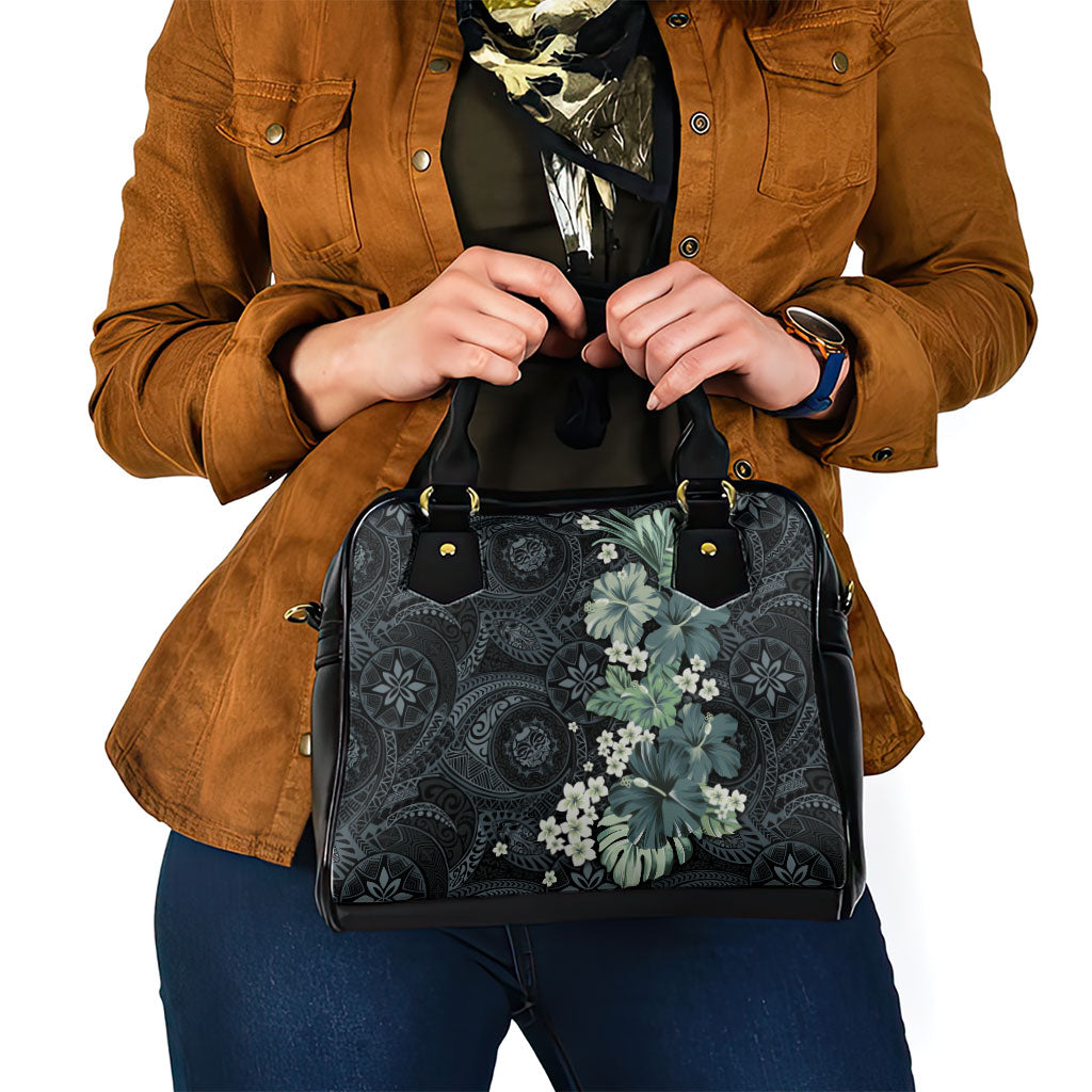 Pauliuli Hawai'i Hibiscus Shoulder Handbag Polynesian Tribal Tattoo Pattern Floral Elements LT9 - Polynesian Pride
