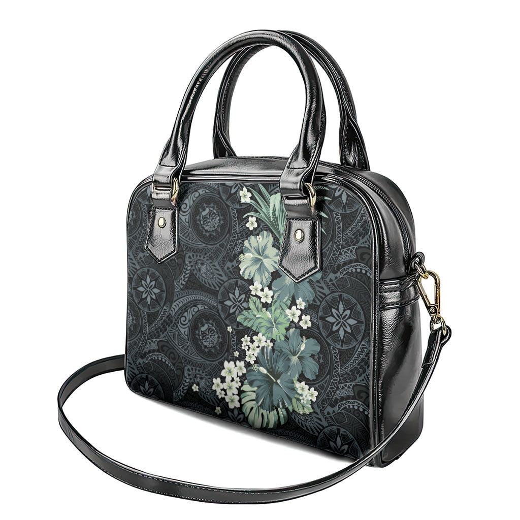 Pauliuli Hawai'i Hibiscus Shoulder Handbag Polynesian Tribal Tattoo Pattern Floral Elements LT9 - Polynesian Pride