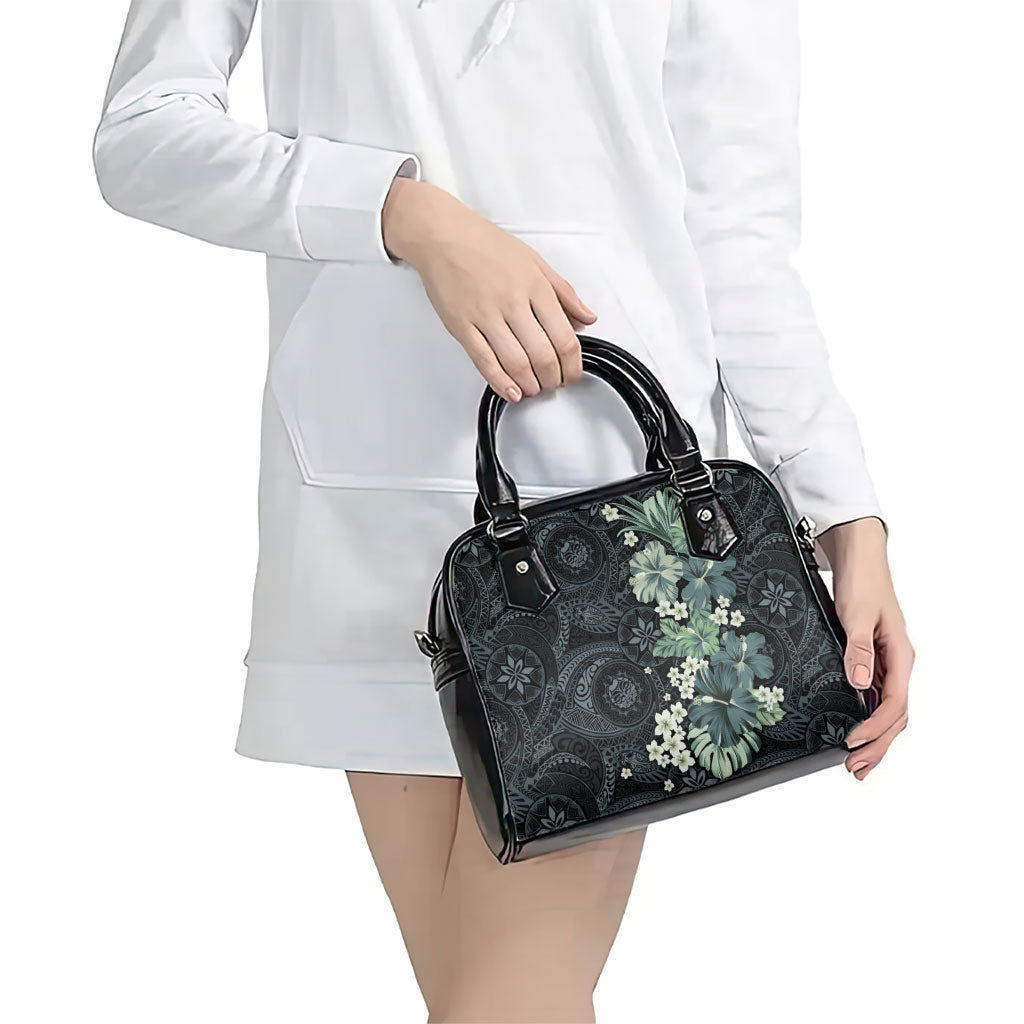 Pauliuli Hawai'i Hibiscus Shoulder Handbag Polynesian Tribal Tattoo Pattern Floral Elements LT9 - Polynesian Pride