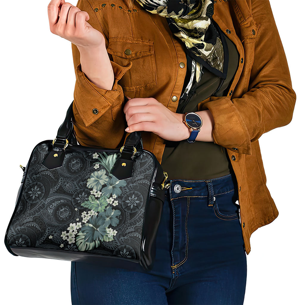 Pauliuli Hawai'i Hibiscus Shoulder Handbag Polynesian Tribal Tattoo Pattern Floral Elements LT9 - Polynesian Pride