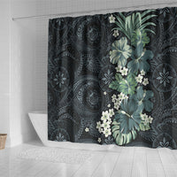 Pauliuli Hawai'i Hibiscus Shower Curtain Polynesian Tribal Tattoo Pattern Floral Elements LT9 - Polynesian Pride