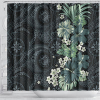 Pauliuli Hawai'i Hibiscus Shower Curtain Polynesian Tribal Tattoo Pattern Floral Elements LT9 - Polynesian Pride