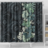 Pauliuli Hawai'i Hibiscus Shower Curtain Polynesian Tribal Tattoo Pattern Floral Elements LT9 - Polynesian Pride