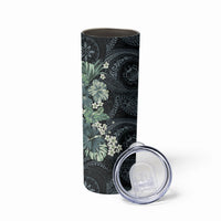 Pauliuli Hawai'i Hibiscus Skinny Tumbler Polynesian Tribal Tattoo Pattern Floral Elements LT9 - Polynesian Pride
