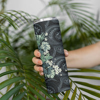 Pauliuli Hawai'i Hibiscus Skinny Tumbler Polynesian Tribal Tattoo Pattern Floral Elements LT9 - Polynesian Pride
