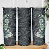 Pauliuli Hawai'i Hibiscus Skinny Tumbler Polynesian Tribal Tattoo Pattern Floral Elements LT9 - Polynesian Pride