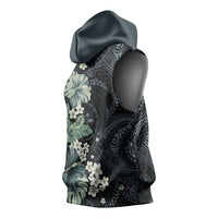 Pauliuli Hawai'i Hibiscus Sleeveless Hoodie Polynesian Tribal Tattoo Pattern Floral Elements LT9 - Polynesian Pride