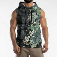 Pauliuli Hawai'i Hibiscus Sleeveless Hoodie Polynesian Tribal Tattoo Pattern Floral Elements LT9 - Polynesian Pride