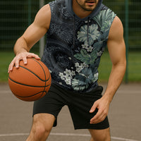 Pauliuli Hawai'i Hibiscus Sleeveless Hoodie Polynesian Tribal Tattoo Pattern Floral Elements LT9 - Polynesian Pride