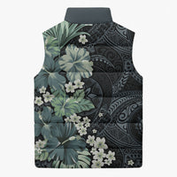 Pauliuli Hawai'i Hibiscus Sleeveless Puffer Jacket Polynesian Tribal Tattoo Pattern Floral Elements LT9 - Polynesian Pride