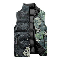 Pauliuli Hawai'i Hibiscus Sleeveless Puffer Jacket Polynesian Tribal Tattoo Pattern Floral Elements LT9 - Polynesian Pride