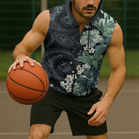 Pauliuli Hawai'i Hibiscus Sleeveless Zip Hoodie Polynesian Tribal Tattoo Pattern Floral Elements LT9 - Polynesian Pride