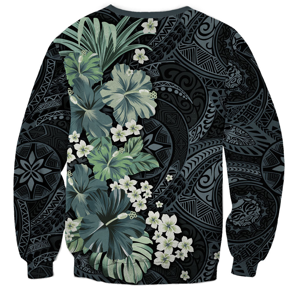 Pauliuli Hawai'i Hibiscus Sweatshirt Polynesian Tribal Tattoo Pattern Floral Elements LT9 - Polynesian Pride