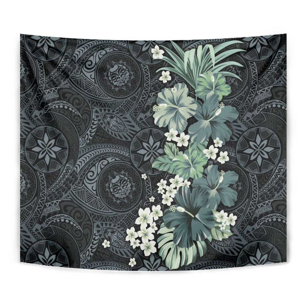 Pauliuli Hawai'i Hibiscus Tapestry Polynesian Tribal Tattoo Pattern Floral Elements LT9 - Polynesian Pride