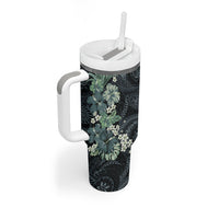 Pauliuli Hawai'i Hibiscus Tumbler With Handle Polynesian Tribal Tattoo Pattern Floral Elements LT9 - Polynesian Pride