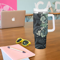 Pauliuli Hawai'i Hibiscus Tumbler With Handle Polynesian Tribal Tattoo Pattern Floral Elements LT9 - Polynesian Pride