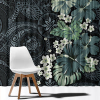 Pauliuli Hawai'i Hibiscus Window Curtain Polynesian Tribal Tattoo Pattern Floral Elements LT9 - Polynesian Pride