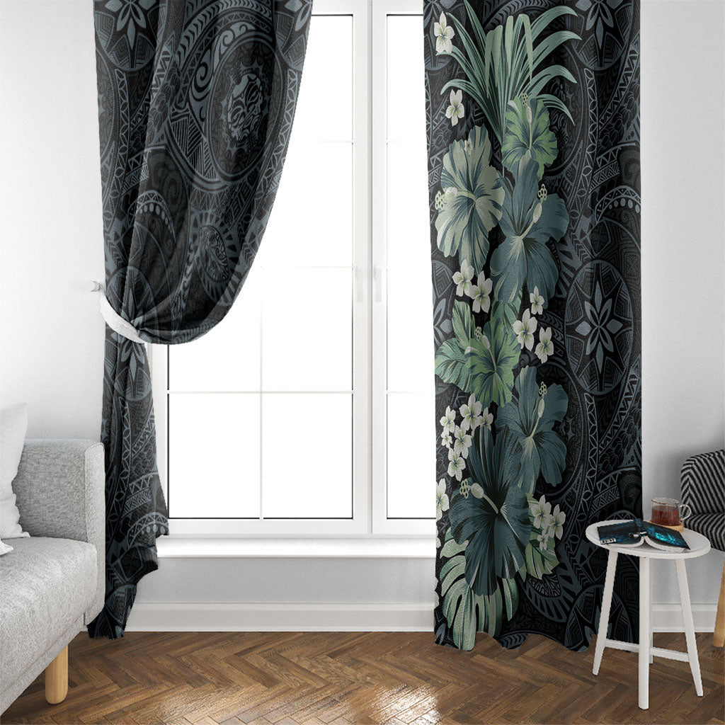 Pauliuli Hawai'i Hibiscus Window Curtain Polynesian Tribal Tattoo Pattern Floral Elements LT9 - Polynesian Pride