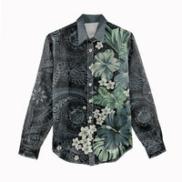 Pauliuli Hawai'i Hibiscus Women Casual Shirt Polynesian Tribal Tattoo Pattern Floral Elements LT9 - Polynesian Pride