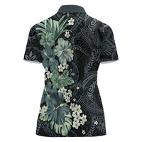 Pauliuli Hawai'i Hibiscus Women Polo Shirt Polynesian Tribal Tattoo Pattern Floral Elements LT9 - Polynesian Pride