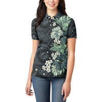 Pauliuli Hawai'i Hibiscus Women Polo Shirt Polynesian Tribal Tattoo Pattern Floral Elements LT9 - Polynesian Pride