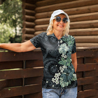 Pauliuli Hawai'i Hibiscus Women Polo Shirt Polynesian Tribal Tattoo Pattern Floral Elements LT9 - Polynesian Pride