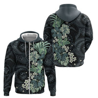 Pauliuli Hawai'i Hibiscus Zip Hoodie Polynesian Tribal Tattoo Pattern Floral Elements LT9 - Polynesian Pride