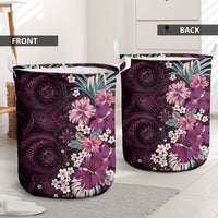 Poni Mama Hawai'i Hibiscus Laundry Basket Polynesian Tribal Tattoo Pattern Floral Elements LT9 - Polynesian Pride