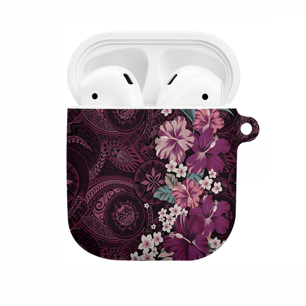 Poni Mama Hawai'i Hibiscus AirPods Case Polynesian Tribal Tattoo Pattern Floral Elements LT9 Pink - Polynesian Pride