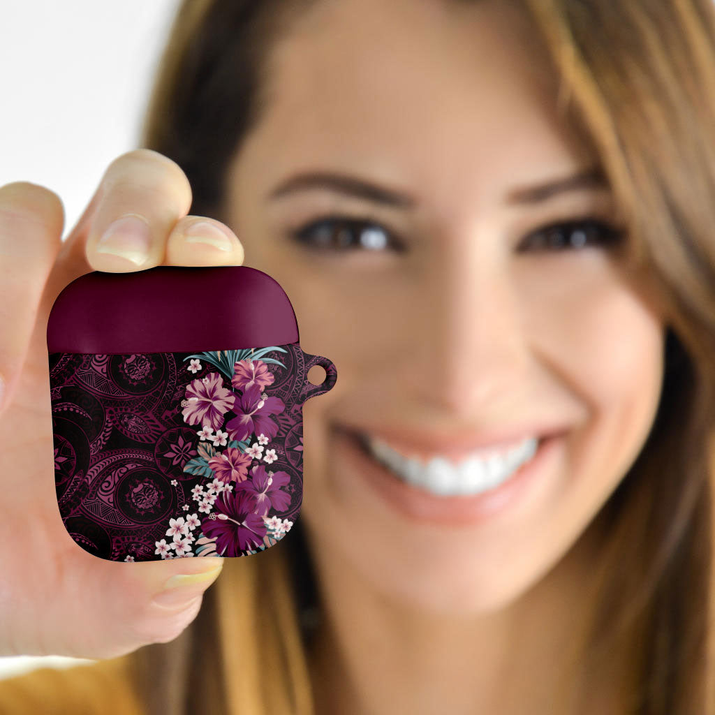 Poni Mama Hawai'i Hibiscus AirPods Case Polynesian Tribal Tattoo Pattern Floral Elements LT9 - Polynesian Pride